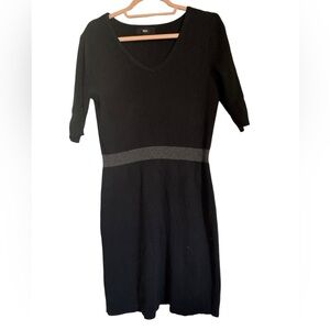 Mossimo Black Knit Sweater Dress with Grey Waistband | Size L/6‎